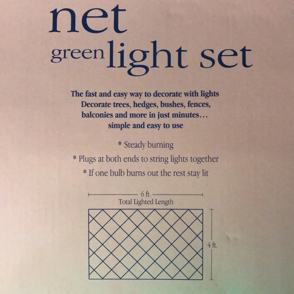 Christmas Net Lights 150 count Green 4ft x 6ft Rectangle for light up decoration